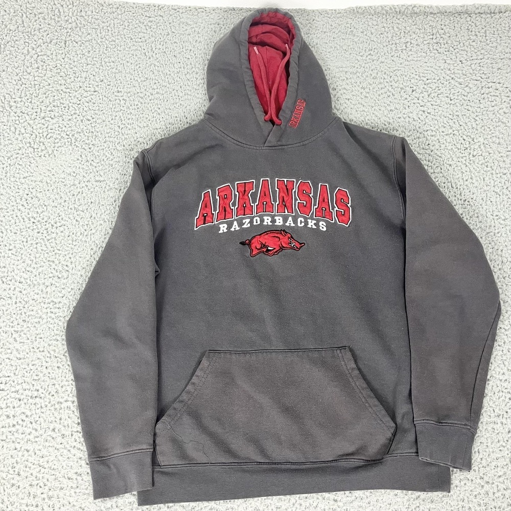 Arkansas Razorbacks Hoodie Sweatshirt Mens Large Gray NCAA Football‎ Colosseum